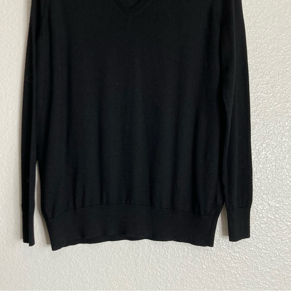 COS Merino Wool V Neck Long Sleeves Oversize Black Sweater S - Picture 3 of 8